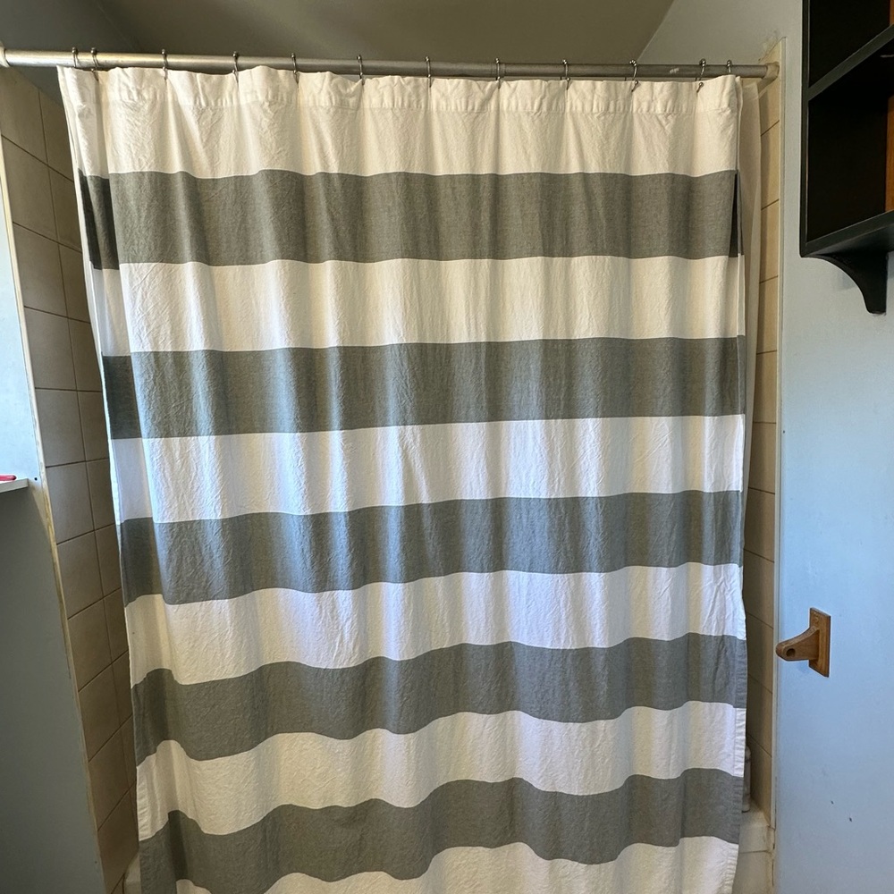 Striped Gray and White Shower Curtain